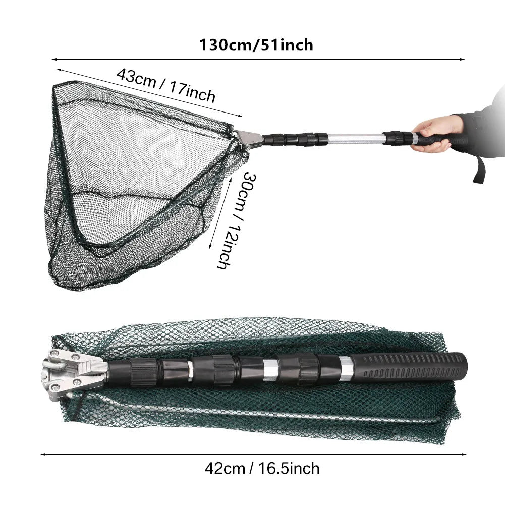 Telescoping Fishing Landing Net – Aluminum Alloy, Folds to 55cm