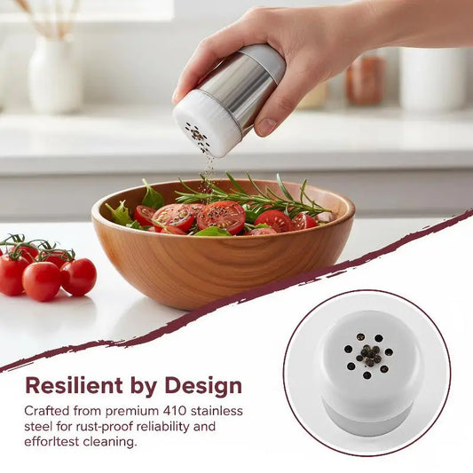 Mini Stainless Steel Salt & Pepper Shaker with Dust Cover Spice Shaker Oasis Select