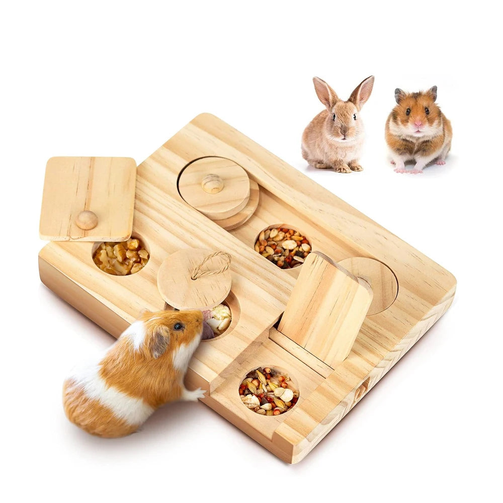6-in-1 Wooden Foraging Toy for Guinea Pigs & Small Pets Small Animal Foraging Toy Peaceful Pleasures Health and Wellness Foraging Toy