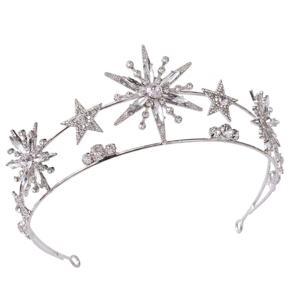Bridal Rhinestone Crown Headpiece Alloy Base Crystal Wedding Hair Accessory For Bride Gold Silver Peaceful Pleasures Health and Wellness Silver