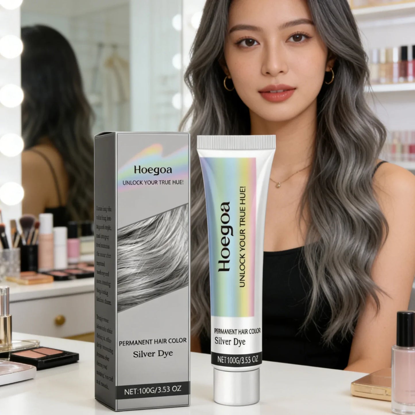 Hoegoa Silver Hair Dye Cream – Nourishing Long-Lasting Color 100g