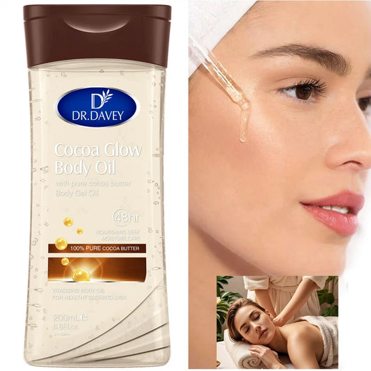 200ml DR.DAVEY Cocoa Glow Body Oil Body Essential Oil Skin Care Oil Hydrating Care Suitable for All Seasons for Body, Face, Hand Peaceful Pleasures Health and Wellness