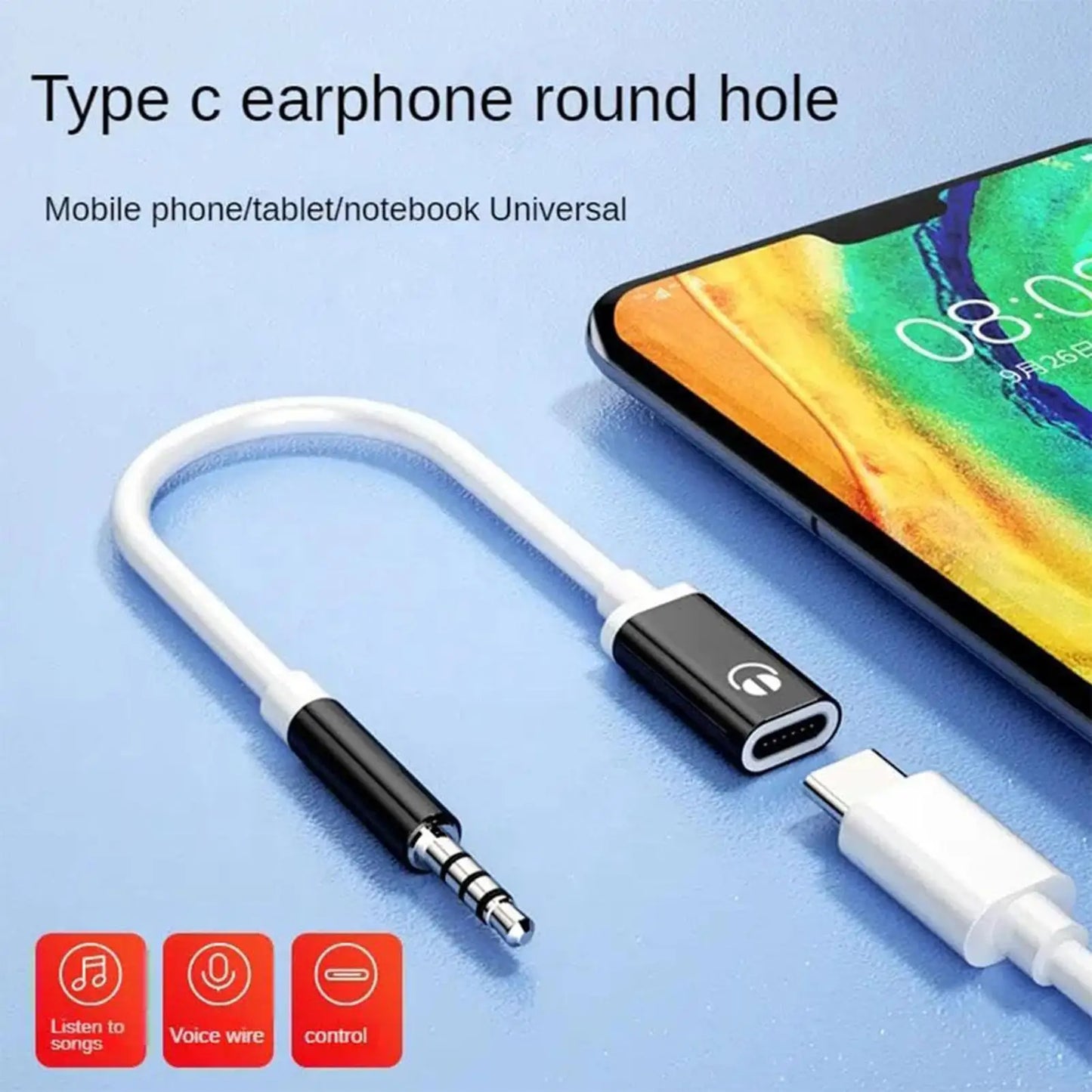 Type-C to 3.5mm Headphone Adapter USB C Female to Aux Male Car Stereo Cord for Calling Music in Car Phone Flat Earphone Converte Peaceful Pleasures Health and Wellness