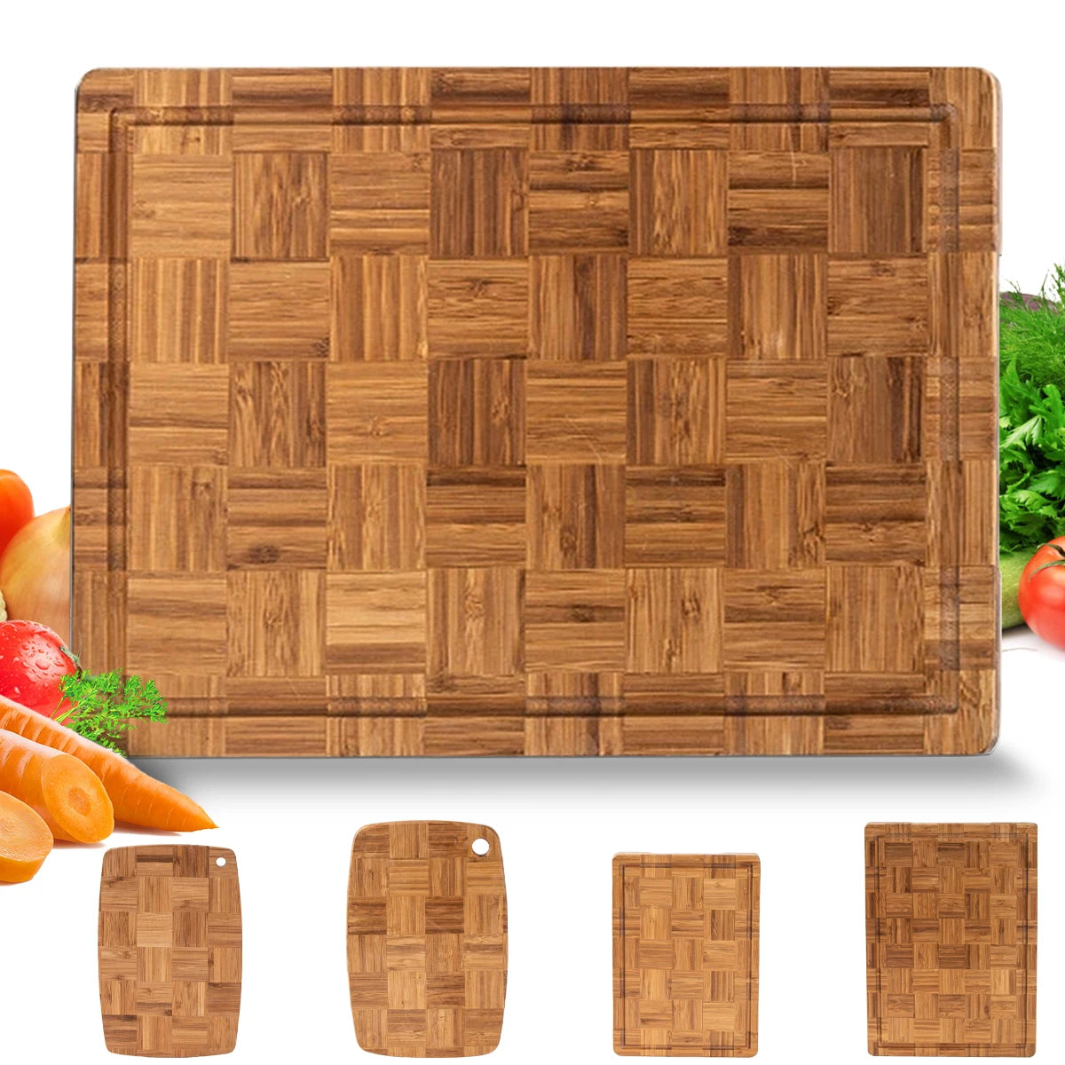 Premium Bamboo Cutting Board for Kitchen, Rectangle and Oval Design, Thick and Durable Chopping Surface for Vegetables, Meats Peaceful Pleasures Health and Wellness