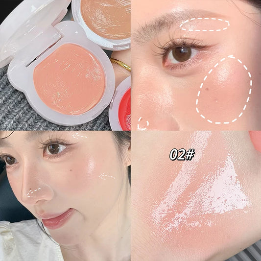 QIBEST Monochrome Blush Hydrating Cream Vitality Girl Nude Makeup Natural Smudge Blush Palette Cheek Tint Highlighter For Face Peaceful Pleasures Health and Wellness 02