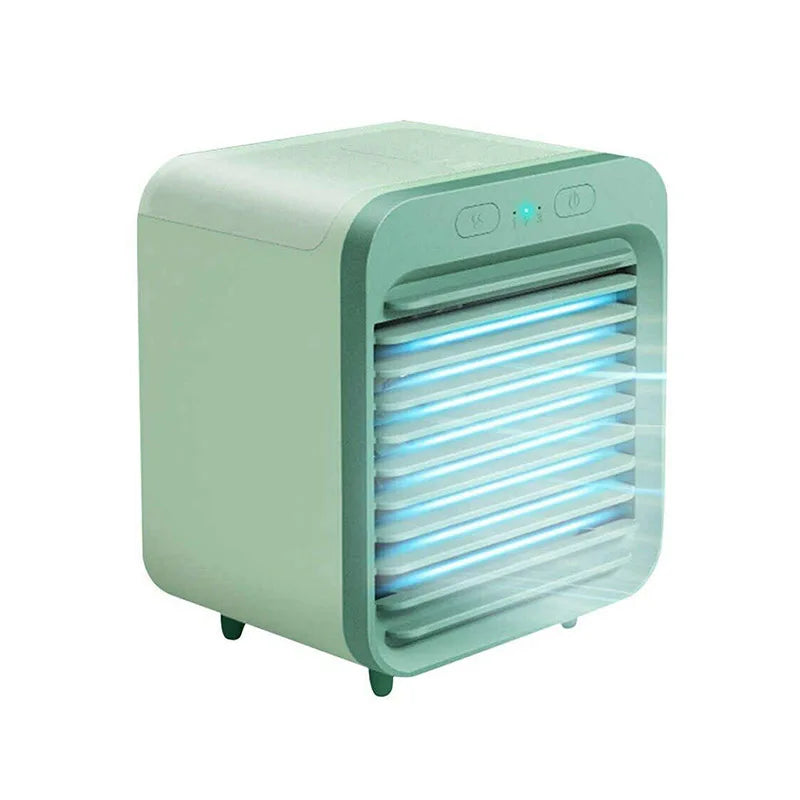 Portable Mini Air Conditioner Desktop Fan USB Rechargeable Air Cooler Table Cooling Mist Fan Humidifier for Office Home Peaceful Pleasures Health and Wellness green