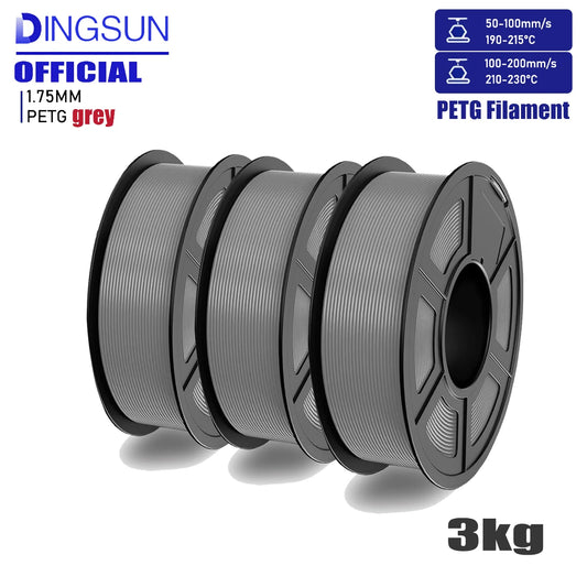 DINGSUN PETG Filament 1.75mm | 3×1kg Rolls, Vacuum-Packed 3D Printer Filament Peaceful Pleasures Health and Wellness 3 kg grey