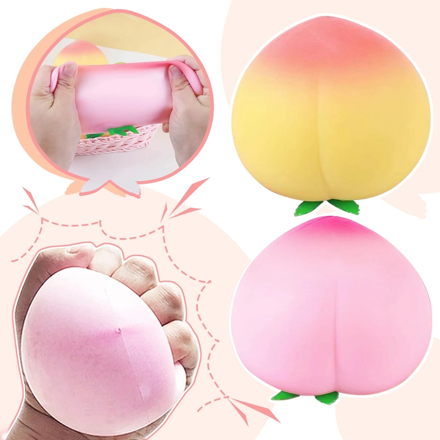 Kawaii Peach Squishy Fidget Toy – Slow Rising Squeeze Toy