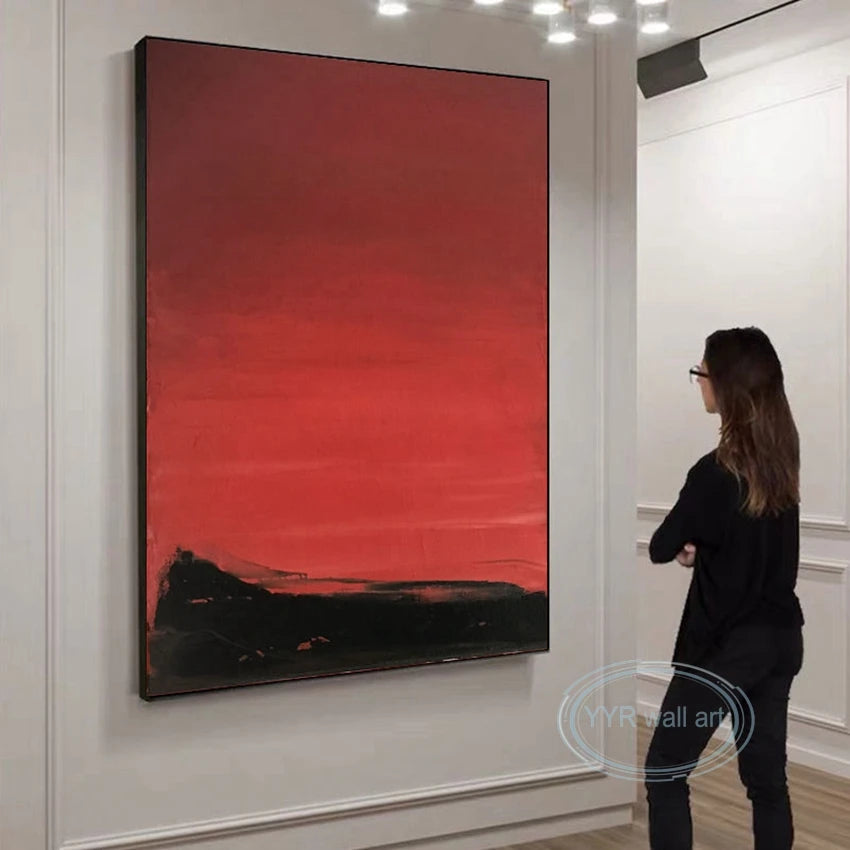 Red & Black Abstract Hand-Painted Canvas Wall Art | Nordic Décor Hand-Painted Canvas Art Peaceful Pleasures Health and Wellness