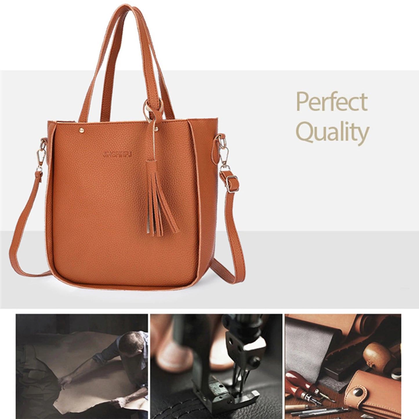4pcs/set Women Elegant Tote Bags Heavy Duty Multiple Colors Available Bag for Eyeglasses Phones Cosmetics Peaceful Pleasures Health and Wellness