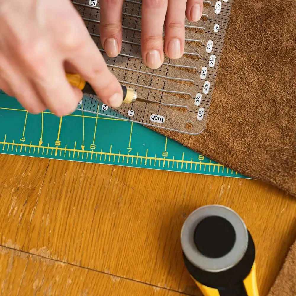 5-in-1 Clear Acrylic Quilting Ruler | Slotted Fabric Template