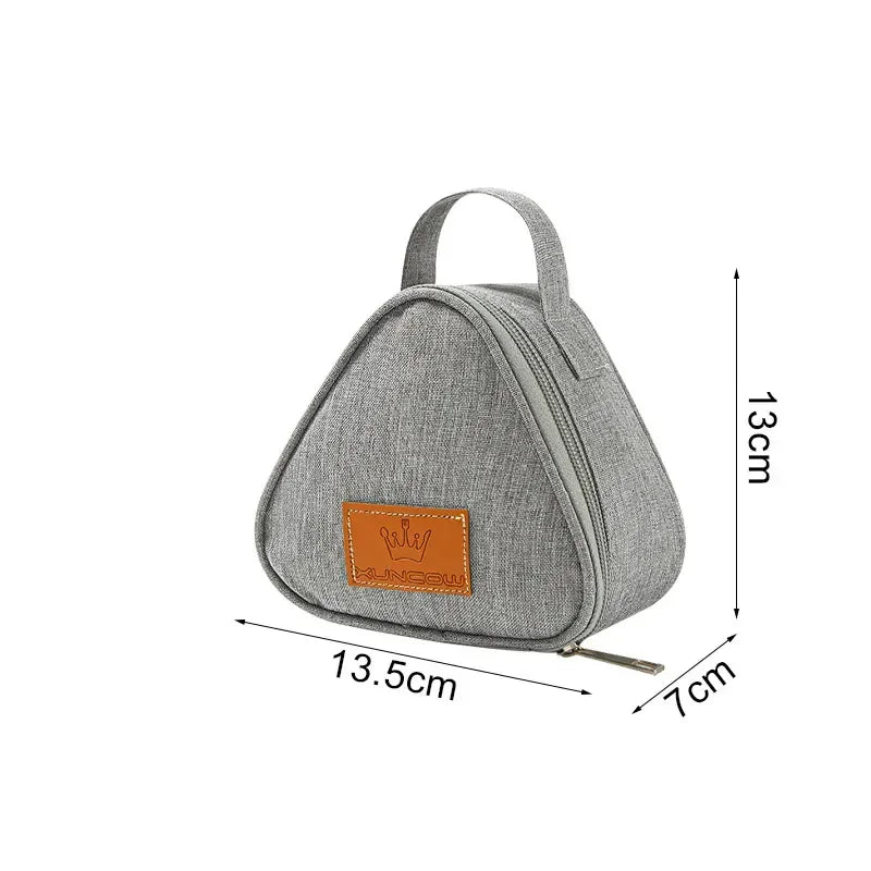 Cute Triangular Insulated Bags Outdoor Snack Pack Lunch Camping Keep Fresh Bento Box Insulated Bags For work and kid's school Peaceful Pleasures Health and Wellness grey