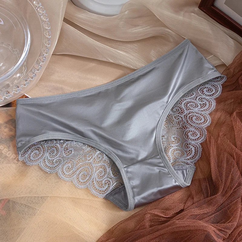Ice Silk Satin Women's Panties | Cotton Antibacterial Crotch