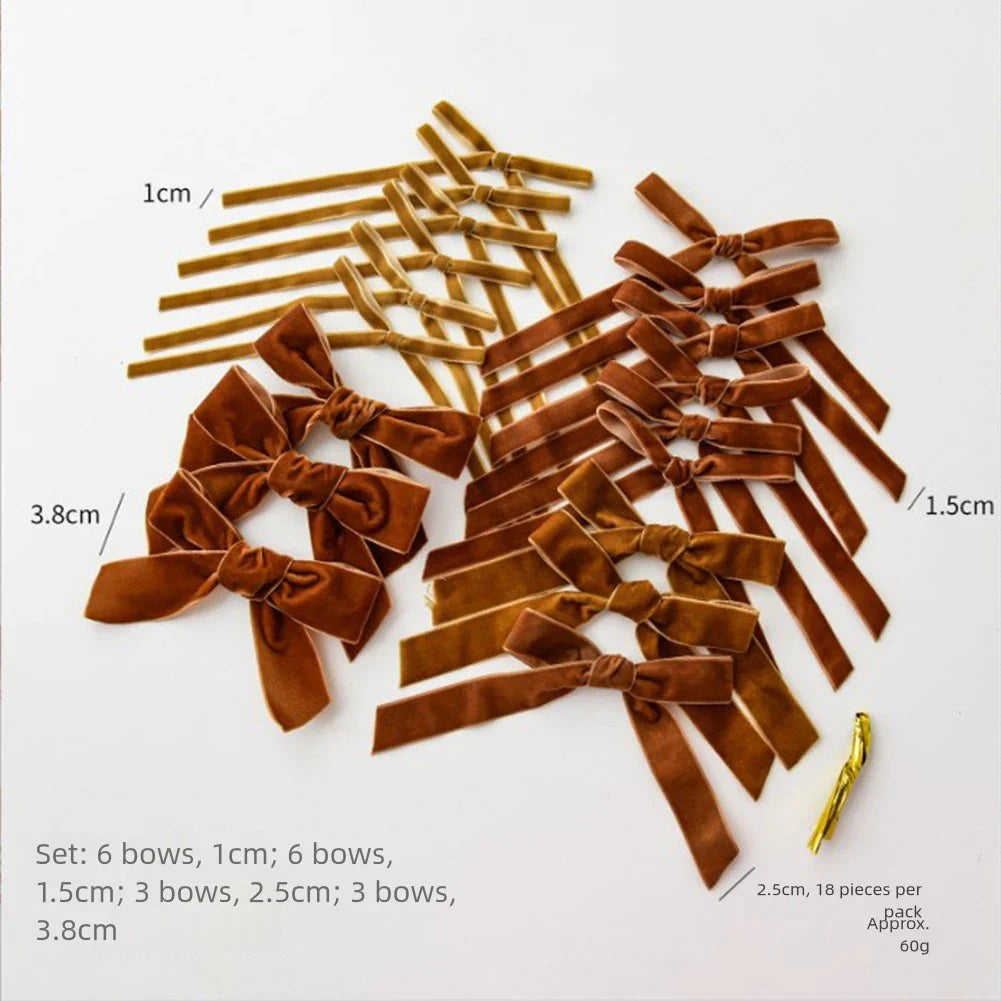Mini Velvet Bow Christmas Ornaments – 18-Piece Handmade Set