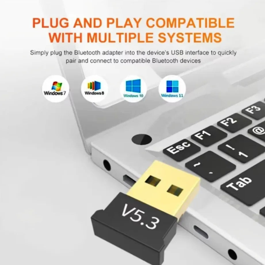 USB Bluetooth 5.3 Adapter for PC Laptop Computer Wireless Dongle Bluetooth Adapter Support Mouse Keyboard Windows 7/8.1/10/11 Peaceful Pleasures Health and Wellness