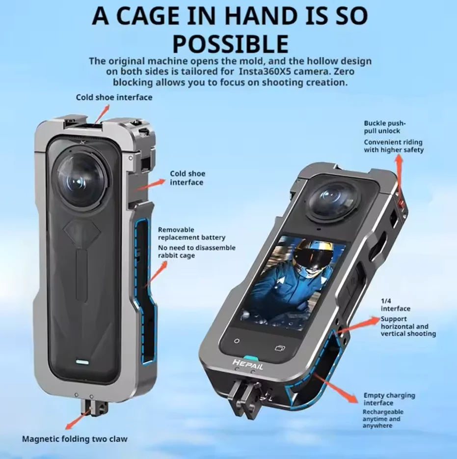 Insta360 X5 Metal Frame & Silicone Lens Cover | Anti-Drop Kit