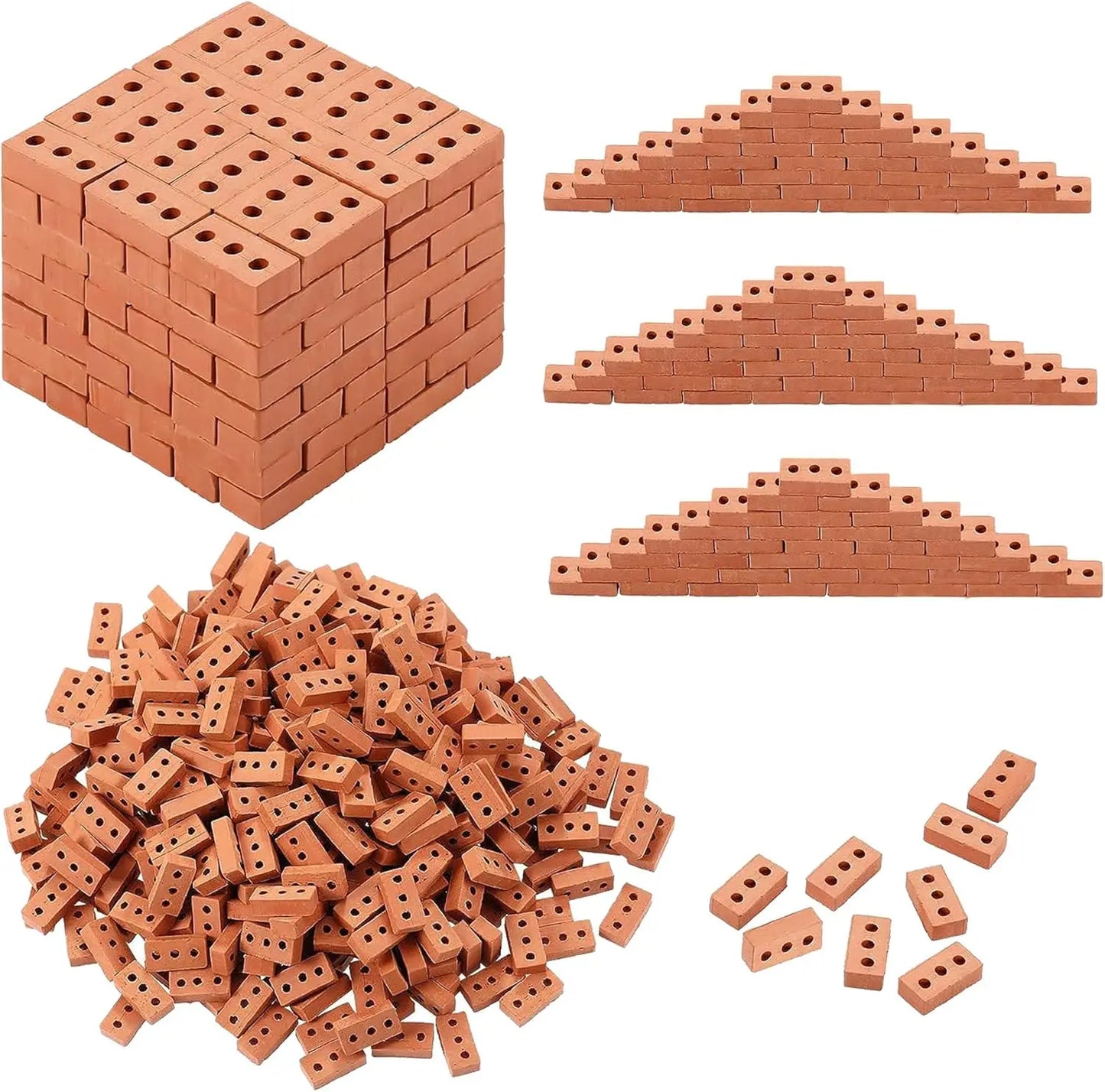 Miniature Clay Bricks for Dollhouse, Crafts & Landscaping