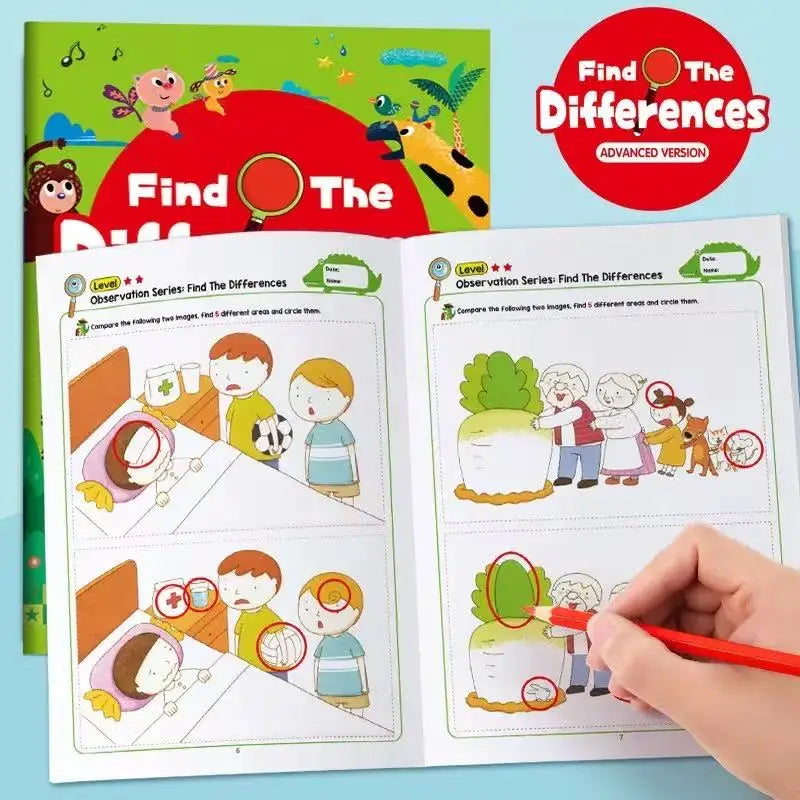32-Page Interactive Spot-the-difference Game Colorful Educational
