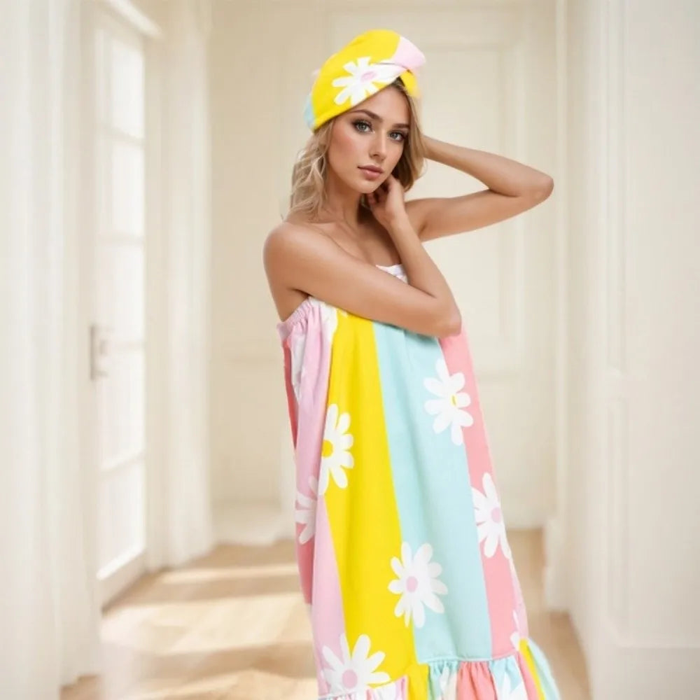 Women's Microfiber Bath Skirt & Hair Wrap Set | Spa Towel