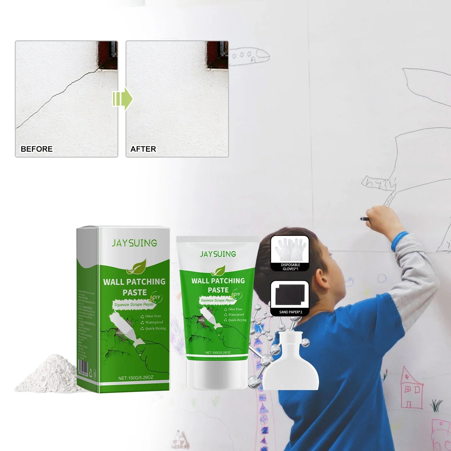 Jaysuing Wall Patching Paste – Fix Cracks, Holes & Scratches