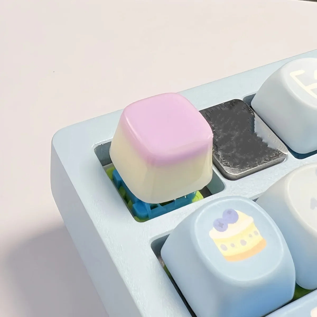 Personalized Creative Design Resin Simulation Caramel Pudding Keycap Mango Jelly Cross Axis Mechanical Keyboard Keycaps Single Peaceful Pleasures Health and Wellness PURPLE