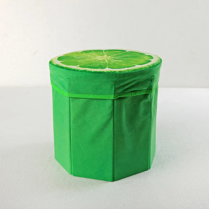 Foldable Storage Stool Ottoman | Cute Fruit Stump Organizer