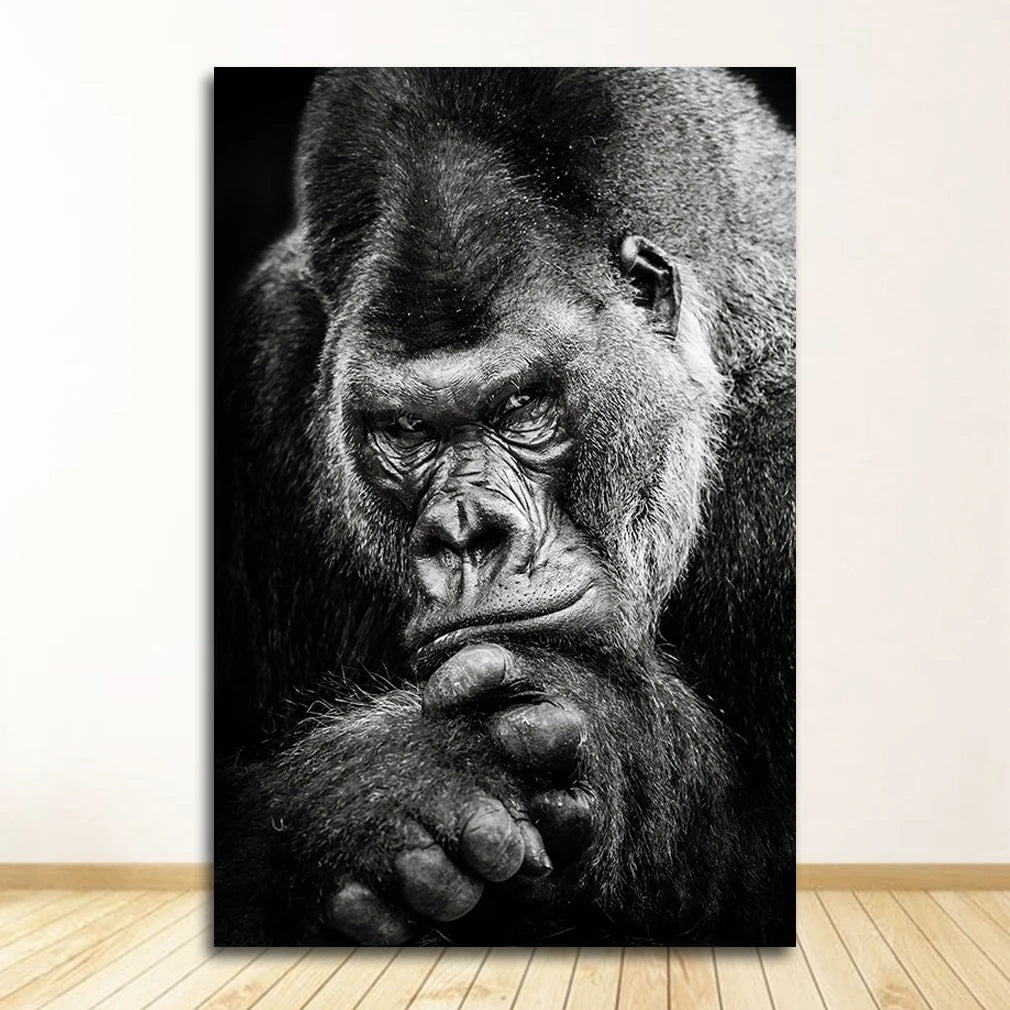 Black & White Animal Canvas Wall Art | Zebra Lion Leopard