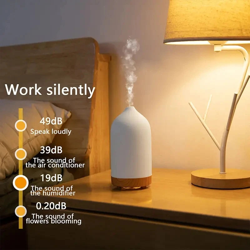 Ceramic Air Humidifier Aroma Diffuser Aromatherapy Cool Mist Ultrasonic Essential Oil Diffuser With 7 LED Humidifier Peaceful Pleasures Health and Wellness