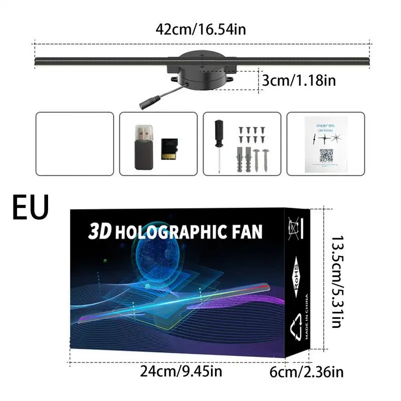 3D Fan Hologram Projector Wifi Control Remote Commercial Advertising Display Hologram Lamp for Christmas Party Peaceful Pleasures Health and Wellness