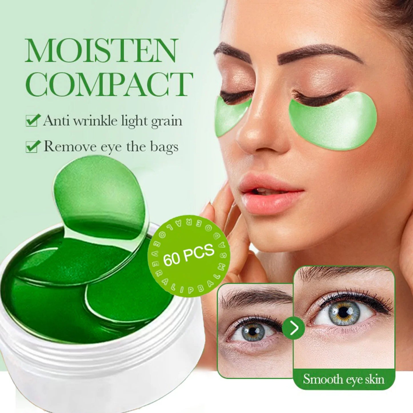 Seaweed Eye Mask 60pcs – Hyaluronic Acid & Collagen Patches