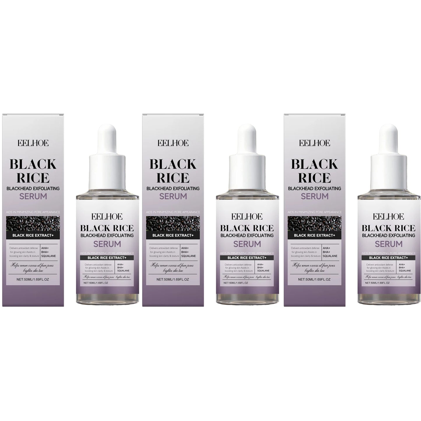 Black Rice Exfoliating Essence Nourishing Smooth Skin Improve Skin Elasticity Lightweight Texture Moisturizing Black Rice Serum Peaceful Pleasures Health and Wellness 3 x 50ml Boxed