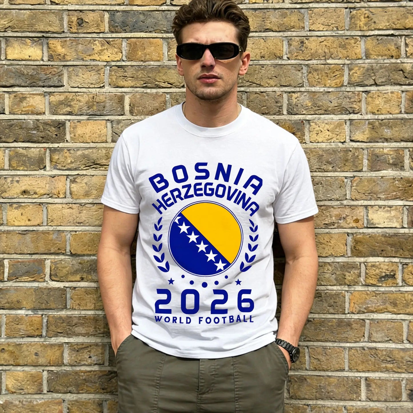 Bosnia & Herzegovina Flag Men's Vintage Cotton T-Shirt