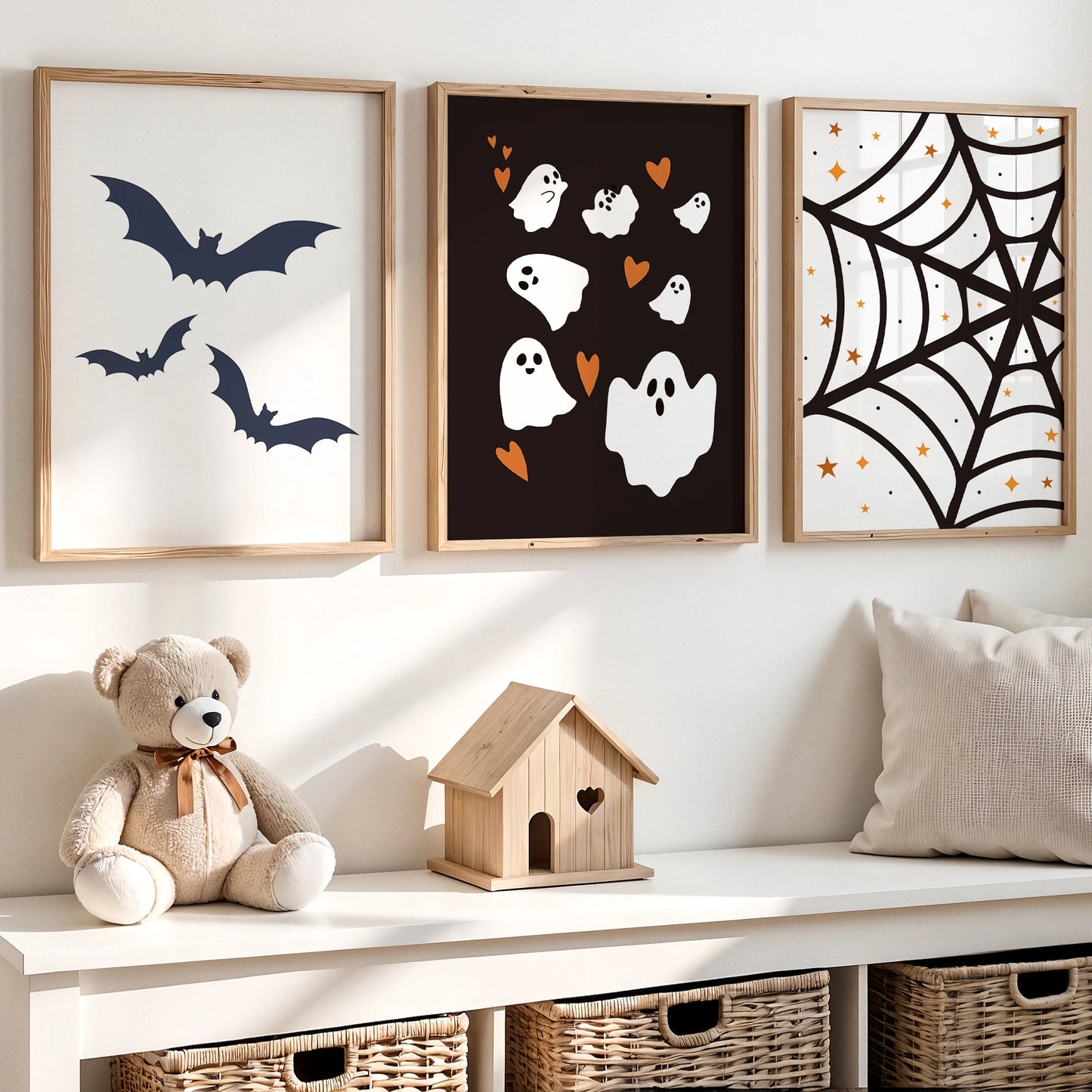 Dark Halloween Canvas Wall Art | Gothic Cartoon Poster Print