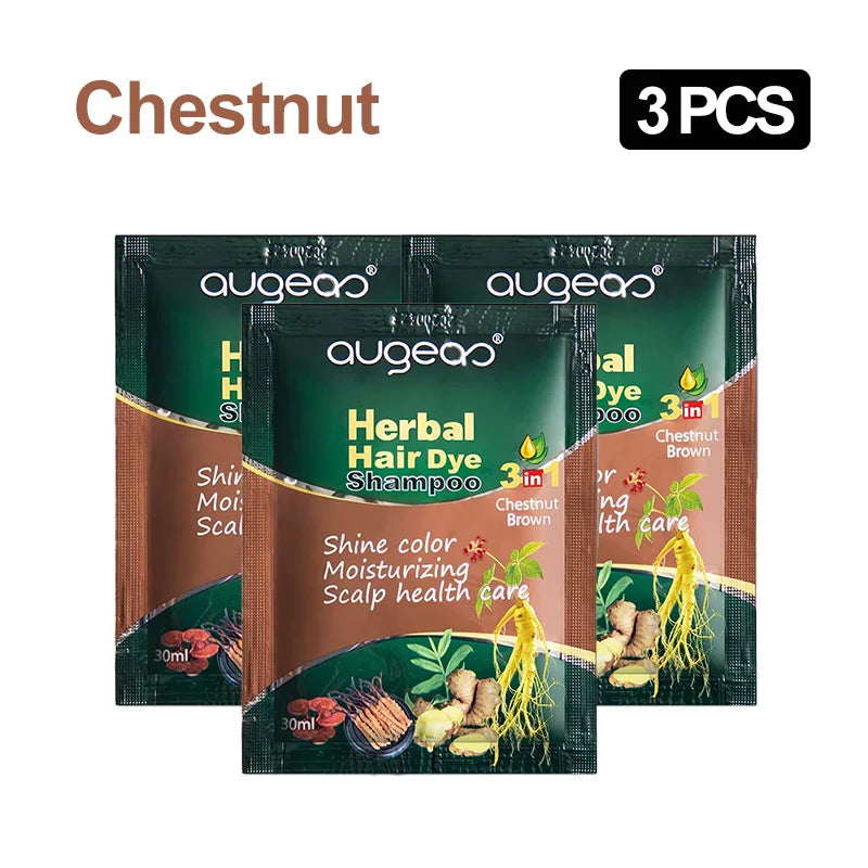 Natural Herbal Hair Dye Shampoo – Grey Coverage 30ml (3/5 Pack)