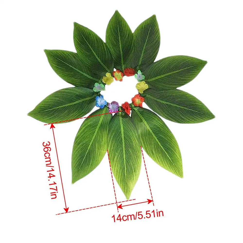 Hawaiian Green Leaves Grass Skirt | Beach & Luau Costume