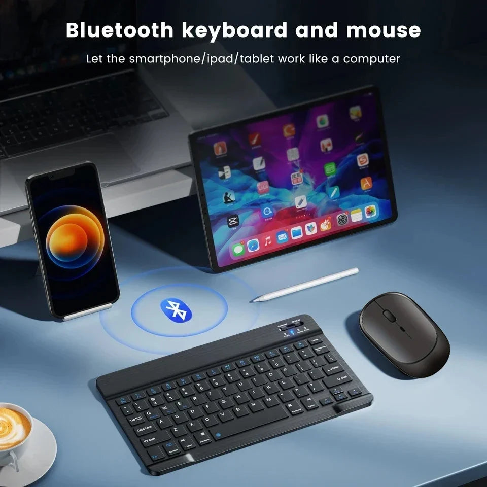 Mini 78-Key Wireless Keyboard Mouse Set Bluetooth-compatible Rechargeable Keyboard For Laptop Tablet For Android iOS Windows Peaceful Pleasures Health and Wellness