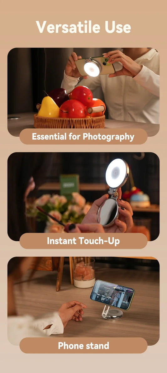 TELESIN Smartphone Magnetic Fill Light Mini Selfie Light 3 Modes Adjustable Brightness for Iphone XIAOMI HUAWEI SAMSUNG Phone Peaceful Pleasures Health and Wellness