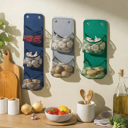 Wall-Mounted Mesh Storage Basket | No-Drill Kitchen Organizer Kitchen Wall Organizer Oasis Select