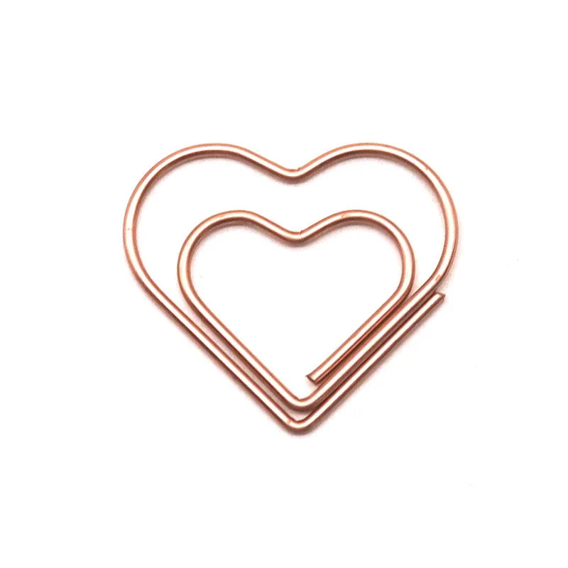 50pc Heart Shaped Paper Clip Rose Gold Bookmark Clip Cute Notebook Decoration Stationery Clip and Office Supplies Peaceful Pleasures Health and Wellness 50PC-Rose Gold