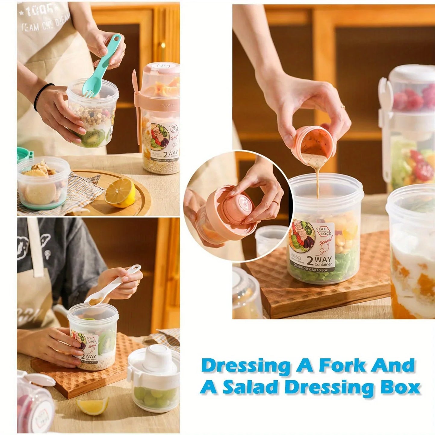 Portable Salad Cup with Lid & Fork | Meal Prep Container