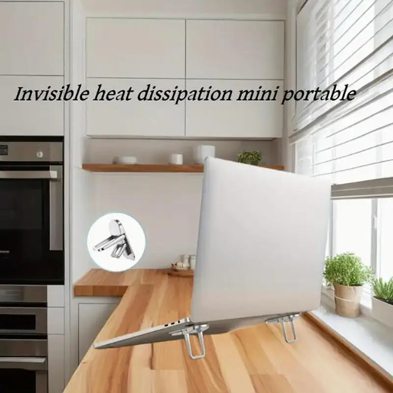 Foldable Invisible Laptop Stands Portable Mini Elevated Cooling Brackets Notebook Keyboard Feet Non‑Slip Desk Support Holders Peaceful Pleasures Health and Wellness