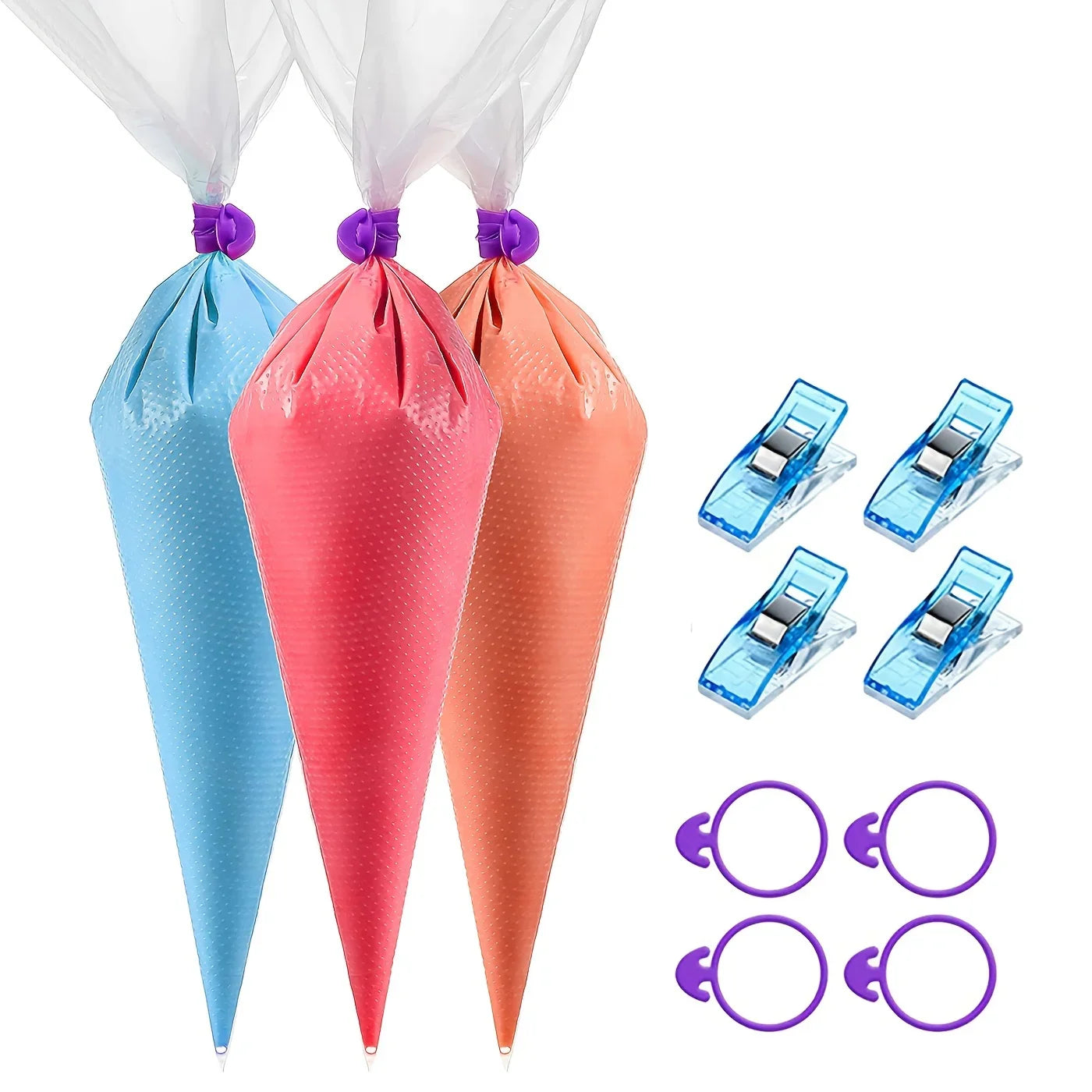 100-Pc Disposable Piping Bags with Clips & Ties – Cookie Decorating