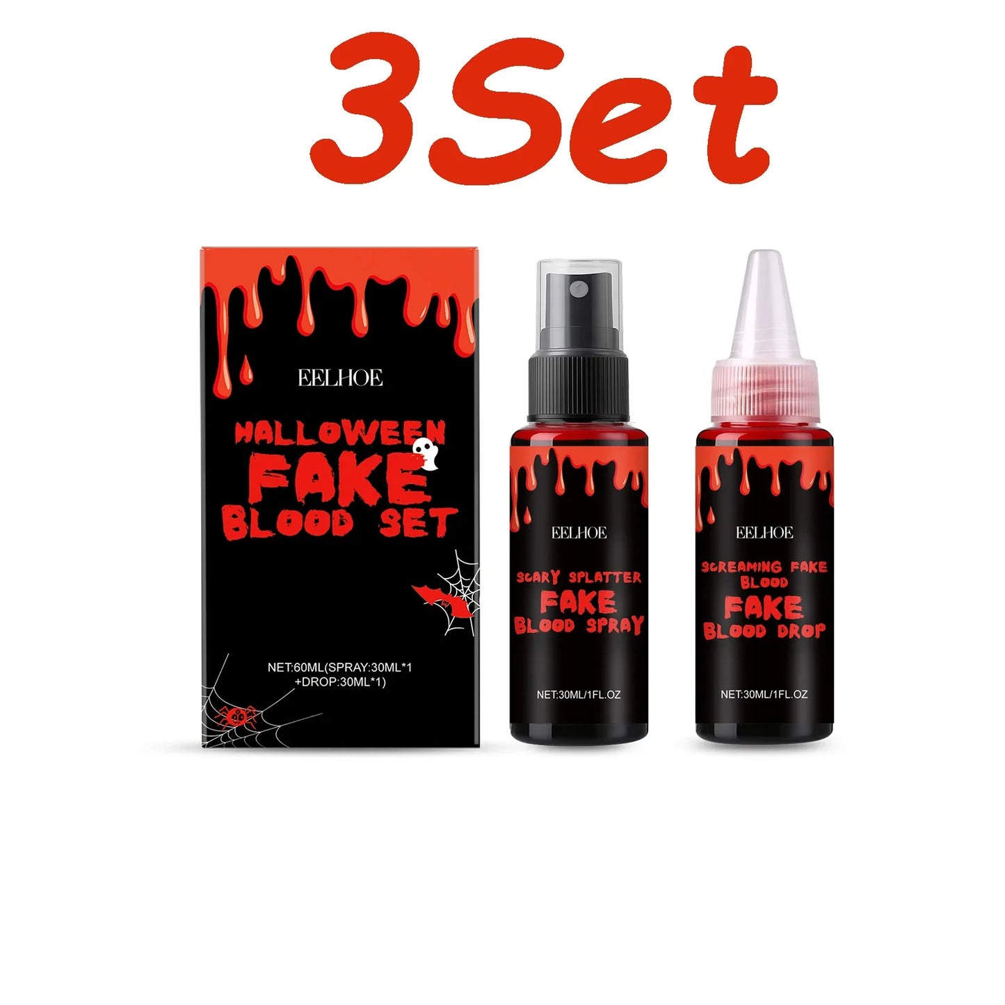 Eelhoe Halloween Fake Blood Set – Drip & Spray SFX Makeup