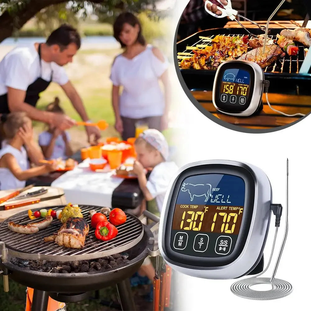 Digital Kitchen Thermometer Probe Touch Screen Meat Barbecue Food Temperature Measure Tool Steak BBQ Timer Cooking Tools 1PC Peaceful Pleasures Health and Wellness
