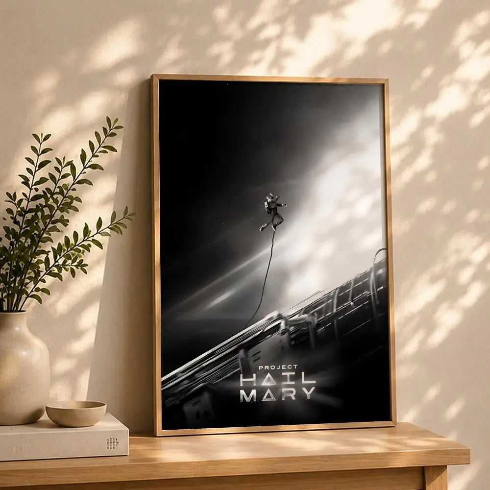Movie-Project Hail Mary Poster HD Self Adhesive Waterproof Wall Art Ideal for Home Office Dorm Bedroom Great Gift Peaceful Pleasures Health and Wellness White12 40X50cmNoframe