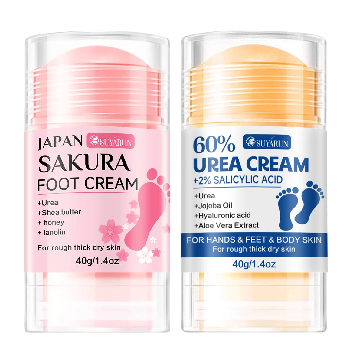 SUYARUN 60% Urea Foot Cream Stick - Moisturizing & Exfoliating, Cracked Heel Repair, Deep Hydration for Dry Feet, Long protect. Peaceful Pleasures Health and Wellness F-L