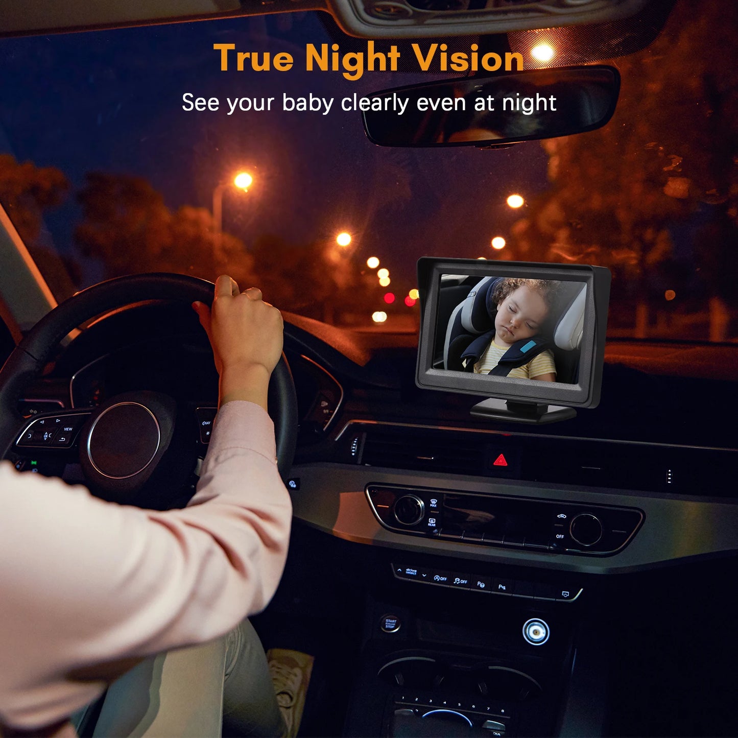 1080P Baby Car Monitor Camera | 4.3" Night Vision, 150° Wide View