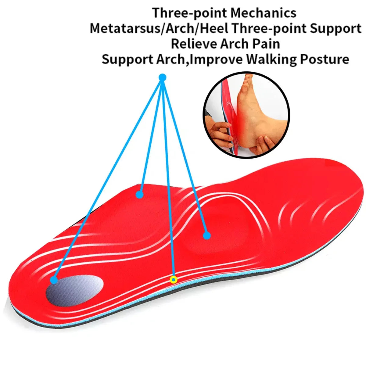 One Pair Foot Arch Massage Insole Orthotic Shoes Insoles Arch Support Inserts Pads Flat Feet Pain Unisex Women Men Peaceful Pleasures Health and Wellness