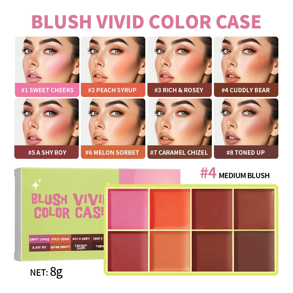 Lakerain 8-Color Cream Highlighter Palette – Blush & Contour