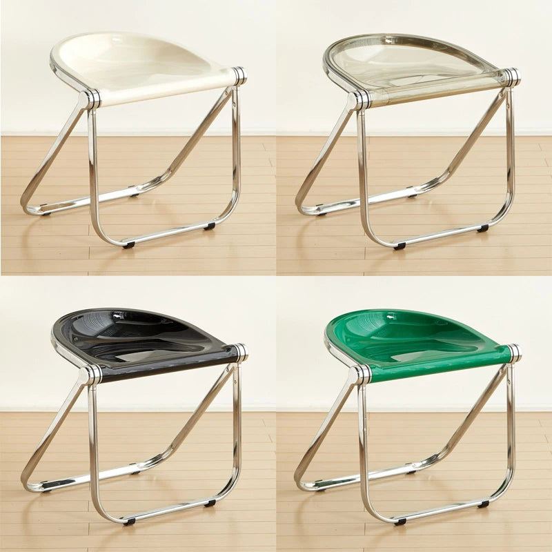 Random Color Acrylic Folding Stool Minimally Designed Dining Chairs Used Household Furniture Folding Stools Small Home Furniture Peaceful Pleasures Health and Wellness 1pc random color